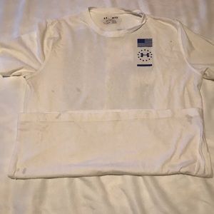 50 strong under armor red white and blue shirt